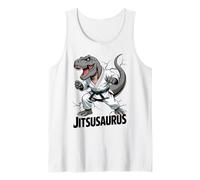 Jitsusaurus Funny Dinosaur Brazilian Jiu Jitsu T-Rex White Camiseta sin Mangas