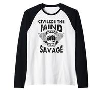 Jiu Jitsu BJJ MMA Civilizar La Mente Hacer El Cuerpo Salvaje Camiseta Manga Raglan