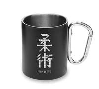 Jiu Jitsu Kanji Art of Martial Japan MMA - Taza de metal con mango de mosquetón, taza de camping