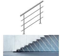 Jiubiaz Barandilla para escaleras, 100 cm, pasamanos de acero inoxidable, pasamanos de pared para interiores y exteriores, con 3 travesaños