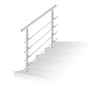 Jiubiaz Barandilla universal de acero inoxidable, 120 cm, pasamanos con 4 travesaños para balcón, parapeto, escaleras