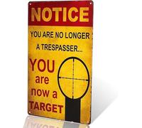 JIUFOTK Aviso: Ya no eres un intruso, ahora eres un objetivo. Letrero metálico divertido de 8 x 12 pulgadas.