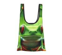 JIUFOTK Bolsa de compras plegable y reutilizable con diseño de hojas de rana arborícola de Puerto Rico, bolsa de supermercado portátil para uso diario.