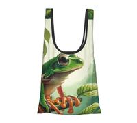 JIUFOTK Bolsa de compras plegable y reutilizable con diseño de rana arborícola de Puerto Rico, bolsa de supermercado portátil para uso diario.