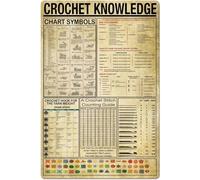 JIUFOTK Cartel de hojalata vintage con información sobre crochet, guía de tejido, para estudio, sala de enseñanza, oficina, arte de pared, 8 x 12 pulgadas