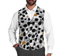 JIUFOTK Chaleco formal con estampado de piel de perro dálmata para hombre, esmoquin con bolsillo, para boda o fiesta.