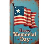 JIUFOTK Letrero de hojalata vintage con la bandera patriótica estadounidense Happy Memorial Day, decoración rústica para el hogar, bar y patio, 8 x 12 pulgadas