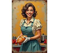 JIUFOTK Letrero de hojalata vintage Mi cocina, divertido letrero de pared de 8 x 12 pulgadas, letrero de metal retro para cocina