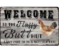 JIUFOTK Letrero de metal con texto en inglés Coop Chicken Coop (El último en un huevo podrido), decoración rústica de granja de 8 x 12 pulgadas