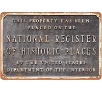 JIUFOTK Letrero de metal del Registro Nacional de Lugares Históricos, letreros de hojalata vintage, arte retro, 12 x 16 pulgadas