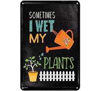 JIUFOTK Letrero de metal divertido para jardín: A veces mojo mis plantas, decoración de pared vintage para patio, cocina, casa de campo, 20 x 30 cm