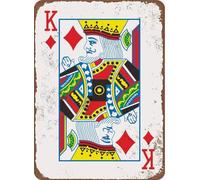 JIUFOTK Letrero de metal King Of Diamonds Retro Poker Man Cave, aspecto vintage, para bar, cafetería, decoración del hogar, placa de 8 x 12 pulgadas