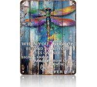 JIUFOTK Letrero de metal Libélula, cree más allá de los ojos, cita inspiradora, decoración de pared para bar y cafetería, 8 x 12 pulgadas