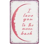 JIUFOTK Letrero de metal retro Te amo hasta la luna y más allá, placa de regalo vintage para pareja, decoración de pared para el hogar, la cocina y la oficina, 8 x 12 pulgadas