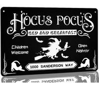 JIUFOTK Letrero de metal vintage de Hocus Pocus Bed and Breakfast con diseño de bruja para decoración de cocina, cafetería, fiesta de Halloween, 20 x 30 cm