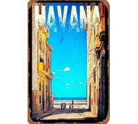 JIUFOTK Letrero de metal vintage de viaje a La Habana, Cuba, decoración de pared retro del océano Caribe para bar, casa, club, 8 x 12 pulgadas