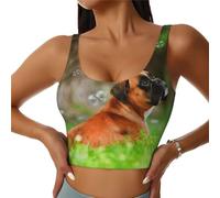 JIUFOTK Sujetador Deportivo para Mujer Boxer Dogs and Bubbles, Camiseta de Tirantes para Entrenamiento, Yoga y Fitness con Almohadillas extraíbles para el Pecho.