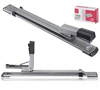 JIUJ - Grapadora resistente de brazo largo estándar para A3 con alargador para material de oficina, plateado