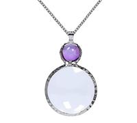 Jiulory Colgante de lupa, cadena larga con lente de cristal monocole, collar con lupa, collar para mujer para biblioteca, lectura, zoom, joyería, artesanía de costura