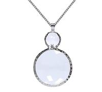 Jiulory - Collar de lupa, 10 lupa, transparente, cadena larga, lente de cristal, para mujer, para biblioteca, lectura, zoom, joyería, manualidades
