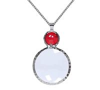 Jiulory - Lupa Con Colgante Rojo, Cadena Larga, Lente de Cristal, Collar de Mamá Para Mujer, Biblioteca, Lectura, Zoom, Joyería y Manualidades
