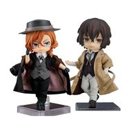 Jiumaocleu 2 figuras BSD de Dazai Osamu y Nakahara Chuuya, figura de perro callejero Bungo de 14 cm, versión de prenda extraíble, figura de acción de anime, hecha a mano, decoración de escritorio