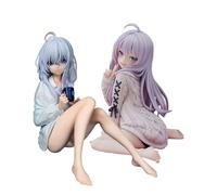 Jiumaocleu 2 figuras de anime de Elaina, estatuas de Elaina de PVC, edición sentada, modelo de decoración de escritorio