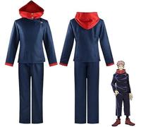 Jiumaocleu Anime Cosplay Costume Yuji Itadori School Uniform Outfits Suits Hooded Jacket + Pants Halloween Carnival Full Set Clothes Props