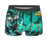 Jiumaocleu Anime MHA - Calzoncillos tipo bóxer para hombre, diseño de dibujos animados, microfibra suave, elástica, Midoriya Izuku, ropa interior impresa en 3D para niños y adultos, Tipo 1, L