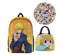 Jiumaocleu Bungo Stray Dogs - Mochila escolar con bolsa de almuerzo y 100 calcomanías BSD, juego de calcomanías de anime BSD, mochila de almuerzo para estudiantes, Kenji Miyazawa, M