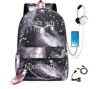 Jiumaocleu Death Note - Mochila de anime con puerto de carga USB, Rem Wings impresión 3D, mochila escolar para laptop, mochila deportiva, mochila de viaje para niños y niñas, Tipo 4, 32x15x45cm