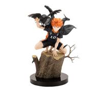 Jiumaocleu Haikyuu Hinata Shoyo Figura Estatua, 23 cm Anime Figura de Acción en Cuclillas En El Tocón Y Sosteniendo Cuervos Escultura Escena Escultura Hecho A Mano Figura De Escritorio Regalo