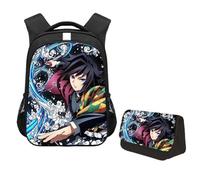 Jiumaocleu Juego de 2 mochilas de anime Kamado Tanjiro, bolsa escolar, estuche para lápices, Hashibira Inosuke/Agatsuma Zen'itsu, mochila escolar impresa para estudiantes, Tomioka Giyuu, M
