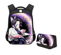 Jiumaocleu Juego de 2 mochilas de anime Kamado Tanjiro, bolsa escolar, estuche para lápices, Hashibira Inosuke/Agatsuma Zen'itsu, mochila escolar impresa para estudiantes, Kochou Shinobu, M