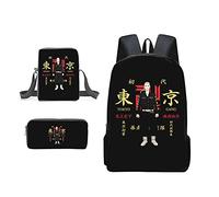 Jiumaocleu Juego de 3 mochilas de anime Manjiro, mochila de anime Matsuno Chifuyu, estuche para lápices Hanemiya Kazutora, bolsa de hombro con impresión 3D, mochila escolar de dibujos animados para
