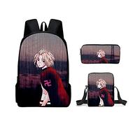 Jiumaocleu Juego de 3 mochilas de anime Manjiro, mochila de anime Matsuno Chifuyu, estuche para lápices Hanemiya Kazutora, bolsa de hombro con impresión 3D, mochila escolar de dibujos animados para