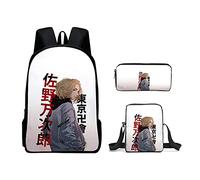 Jiumaocleu Juego de 3 mochilas de anime Manjiro, mochila de anime Matsuno Chifuyu, estuche para lápices Hanemiya Kazutora, bolsa de hombro con impresión 3D, mochila escolar de dibujos animados para