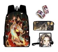 Jiumaocleu Juego de 3 mochilas escolares Tian Guan Ci Fu, mochila de anime, bolsa de hombro, estuche y 2 rollos de calcomanías, mochila de dibujos animados 3D para estudiantes, tipo 3, M