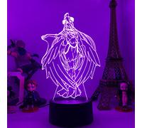 Jiumaocleu Overlord Lámpara de ilusión 3D, Albedo Luz de Noche Ooal Vestido Lámpara de Atmósfera 3D con Táctil y Control Remoto 7 Colores USB Lámpara de Mesa Niños Luz de Dormir