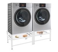 jiumxliu Estructura doble de diseño para lavadora con 2 estantes extraíbles, base para lavadora, pedestal elevador, 127 x 54 x 37,8 cm, color blanco
