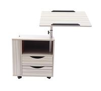 jiumxliu Mesa auxiliar móvil con tablero giratorio, mesa para ordenador portátil, mesa de sofá hecha de materiales de madera, mesa de noche giratoria funcional con cajones, ruedas para dormitorio,