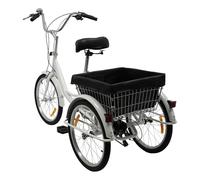 jiumxliu Triciclo para adultos 20 pulgadas 3 ruedas bicicleta 8 velocidades triciclo adulto con cesta de la compra Triciclo para adultos blanco triciclo reclinado para ciudades playas carriles bici y
