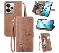 JIUNINE Funda Libro para Realme 14 5G / 14T 5G / Realme P3 5G, Marrón