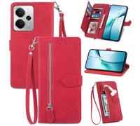 JIUNINE Funda Libro para Realme 14 5G / 14T 5G / Realme P3 5G, Rojo