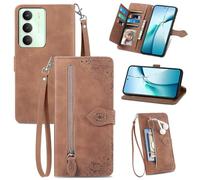 JIUNINE Funda Libro para Realme C100 5G, Marrón