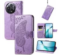 JIUNINE Funda Libro para TCL 60 5G, Carcasa Cuero Sintético con Relieve Mariposas 3D, Cierre Magnético, 3 Ranuras para Tarjetas, Protección 360° con Soporte Plegable, Púrpura
