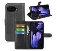 JIUNINE Funda para Google Pixel 9A, Funda de Cuero PU Premium Flip Folio con [Cierre Magnético] [Ranura para Tarjeta] [Soporte Plegable] Tapa Libro Carcasa Protectora, Negro