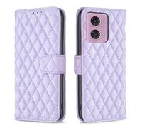 JIUNINE Funda para Motorola Moto G24 / G04 / G04S / Moto E14, Antigolpes Carcasa Libro con Tapa en Cuero Flip Case Cover con Patrones rómbicos, Cierre Magnético, Cartera y Soporte, Púrpura