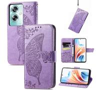 JIUNINE Funda para OPPO A79 5G / OnePlus Nord N30 SE 5G, Funda de Cuero PU Premium Flip Folio con Dibujos de Mariposa, Cierre Magnético, Ranura para Tarjeta y Soporte Plegable Tapa, Púrpura