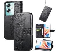 JIUNINE Funda para OPPO A79 5G / OnePlus Nord N30 SE 5G, Funda de Cuero PU Premium Flip Folio con Dibujos de Mariposa, Cierre Magnético, Ranura para Tarjeta y Soporte Plegable Tapa, Negro